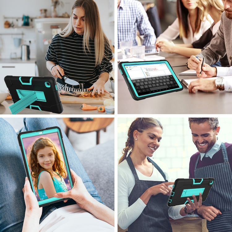 For Samsung Galaxy Tab A7 10.4 (2020) Contrast Color Robot Shockproof Silicone + PC Protective Case with Holder(Black + Mint Green) - Other Galaxy Tab PC by buy2fix | Online Shopping UK | buy2fix
