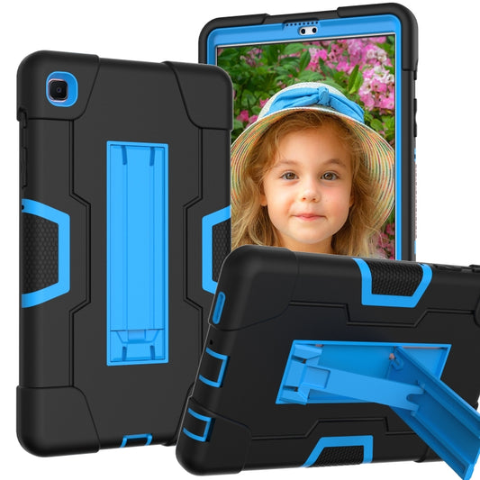 For Samsung Galaxy Tab A7 10.4 (2020) Contrast Color Robot Shockproof Silicone + PC Protective Case with Holder(Black + Blue) - Other Galaxy Tab PC by buy2fix | Online Shopping UK | buy2fix