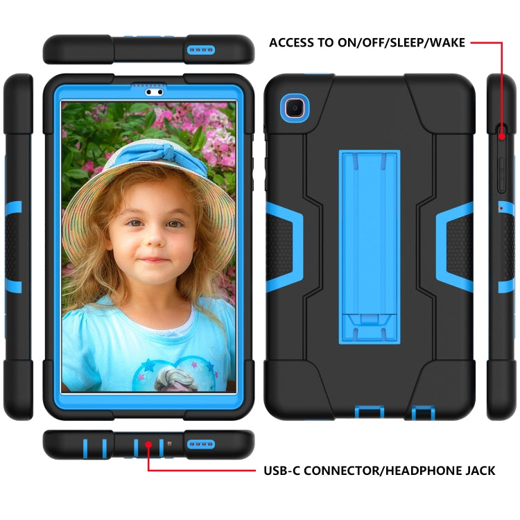For Samsung Galaxy Tab A7 10.4 (2020) Contrast Color Robot Shockproof Silicone + PC Protective Case with Holder(Black + Blue) - Other Galaxy Tab PC by buy2fix | Online Shopping UK | buy2fix