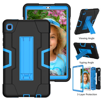 For Samsung Galaxy Tab A7 10.4 (2020) Contrast Color Robot Shockproof Silicone + PC Protective Case with Holder(Black + Blue) - Other Galaxy Tab PC by buy2fix | Online Shopping UK | buy2fix