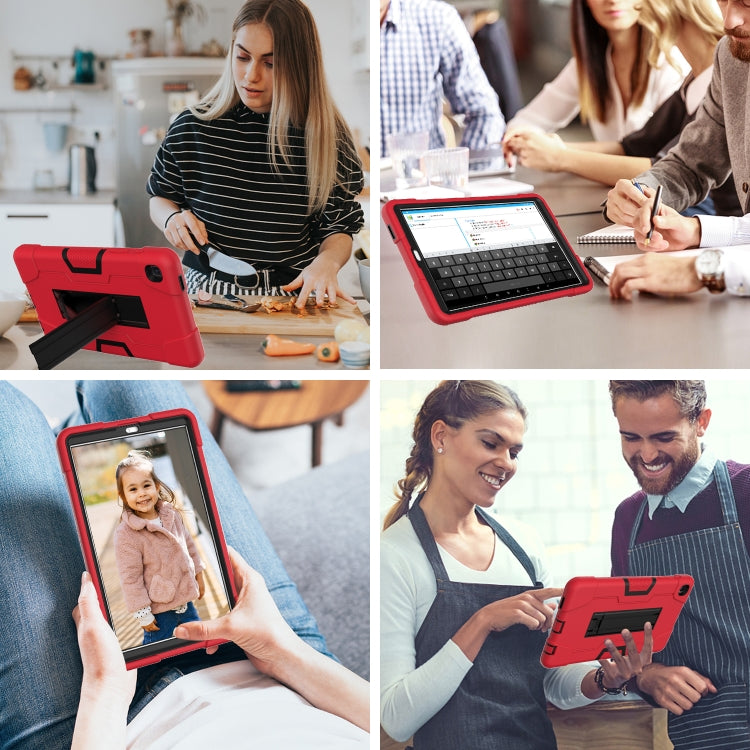 For Samsung Galaxy Tab A7 10.4 (2020) Contrast Color Robot Shockproof Silicone + PC Protective Case with Holder(Red + Black) - Other Galaxy Tab PC by buy2fix | Online Shopping UK | buy2fix