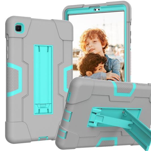For Samsung Galaxy Tab A7 10.4 (2020) Contrast Color Robot Shockproof Silicone + PC Protective Case with Holder(Grey + Mint Green) - Other Galaxy Tab PC by buy2fix | Online Shopping UK | buy2fix