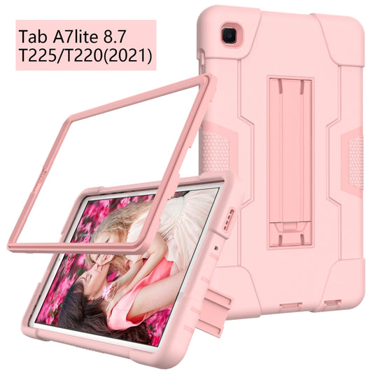 For Samsung Galaxy Tab A7 10.4 (2020) Contrast Color Robot Shockproof Silicone + PC Protective Case with Holder(Rose Gold) - Other Galaxy Tab PC by buy2fix | Online Shopping UK | buy2fix