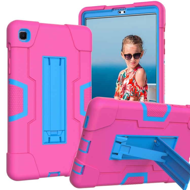 For Samsung Galaxy Tab A7 10.4 (2020) Contrast Color Robot Shockproof Silicone + PC Protective Case with Holder(Rose Red + Blue) - Other Galaxy Tab PC by buy2fix | Online Shopping UK | buy2fix