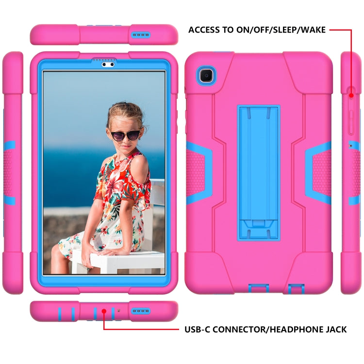 For Samsung Galaxy Tab A7 10.4 (2020) Contrast Color Robot Shockproof Silicone + PC Protective Case with Holder(Rose Red + Blue) - Other Galaxy Tab PC by buy2fix | Online Shopping UK | buy2fix