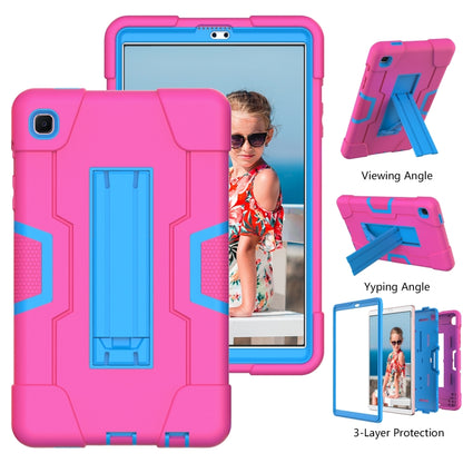 For Samsung Galaxy Tab A7 10.4 (2020) Contrast Color Robot Shockproof Silicone + PC Protective Case with Holder(Rose Red + Blue) - Other Galaxy Tab PC by buy2fix | Online Shopping UK | buy2fix