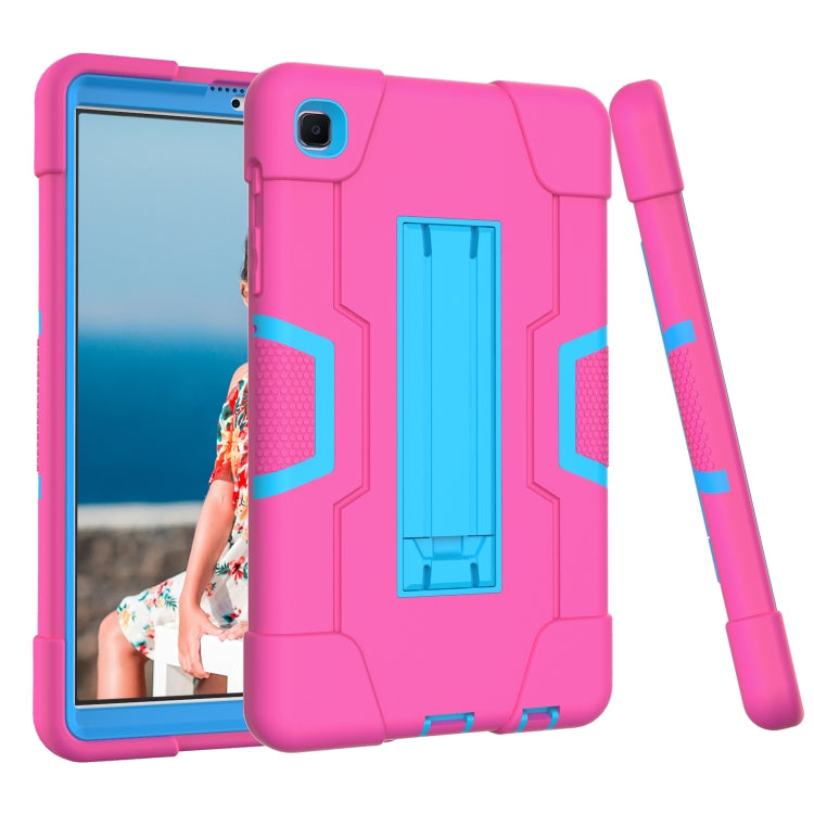 For Samsung Galaxy Tab A7 10.4 (2020) Contrast Color Robot Shockproof Silicone + PC Protective Case with Holder(Rose Red + Blue) - Other Galaxy Tab PC by buy2fix | Online Shopping UK | buy2fix