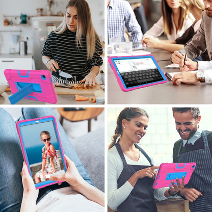 For Samsung Galaxy Tab A7 10.4 (2020) Contrast Color Robot Shockproof Silicone + PC Protective Case with Holder(Rose Red + Blue) - Other Galaxy Tab PC by buy2fix | Online Shopping UK | buy2fix