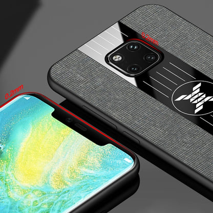 For Huawei Mate 20 X XINLI Stitching Cloth Textue Shockproof TPU Protective Case with Ring Holder(Grey) - Huawei Cases by XINLI | Online Shopping UK | buy2fix