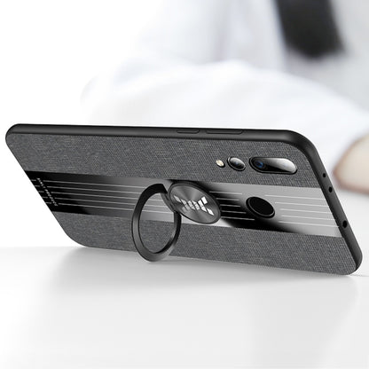 For Huawei nova 4e XINLI Stitching Cloth Textue Shockproof TPU Protective Case with Ring Holder(Brown) - Huawei Cases by XINLI | Online Shopping UK | buy2fix