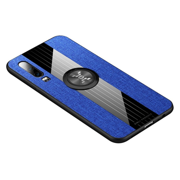 For Huawei P30 XINLI Stitching Cloth Textue Shockproof TPU Protective Case with Ring Holder(Blue) - Huawei Cases by XINLI | Online Shopping UK | buy2fix
