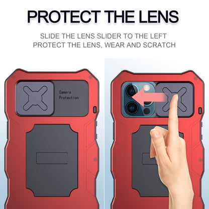 For iPhone 12 / 12 Pro Aluminum Alloy + Silicone Anti-dust Full Body Protection with Holder(Red) - iPhone 12 / 12 Pro Cases by buy2fix | Online Shopping UK | buy2fix