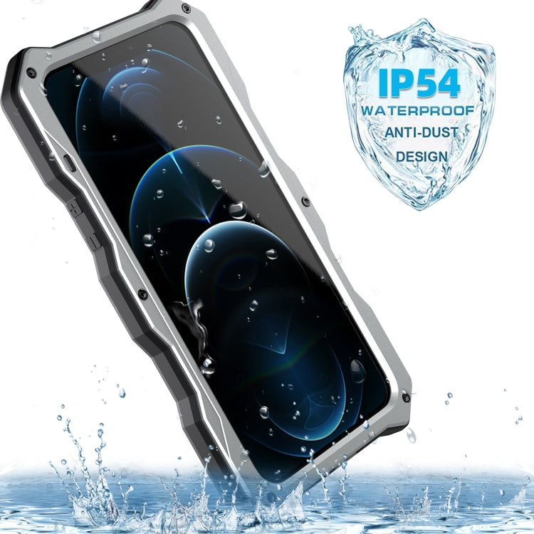 For iPhone 12 / 12 Pro Aluminum Alloy + Silicone Anti-dust Full Body Protection with Holder(Silver) - iPhone 12 / 12 Pro Cases by buy2fix | Online Shopping UK | buy2fix