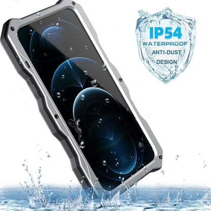 For iPhone 12 / 12 Pro Aluminum Alloy + Silicone Anti-dust Full Body Protection with Holder(Silver) - iPhone 12 / 12 Pro Cases by buy2fix | Online Shopping UK | buy2fix
