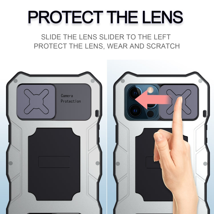 For iPhone 12 / 12 Pro Aluminum Alloy + Silicone Anti-dust Full Body Protection with Holder(Silver) - iPhone 12 / 12 Pro Cases by buy2fix | Online Shopping UK | buy2fix
