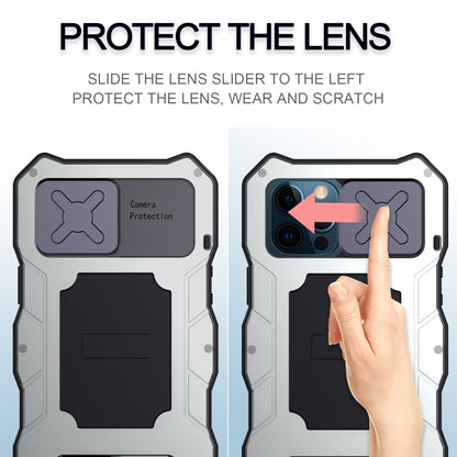 For iPhone 12 / 12 Pro Aluminum Alloy + Silicone Anti-dust Full Body Protection with Holder(Silver) - iPhone 12 / 12 Pro Cases by buy2fix | Online Shopping UK | buy2fix