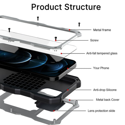 For iPhone 12 / 12 Pro Aluminum Alloy + Silicone Anti-dust Full Body Protection with Holder(Silver) - iPhone 12 / 12 Pro Cases by buy2fix | Online Shopping UK | buy2fix