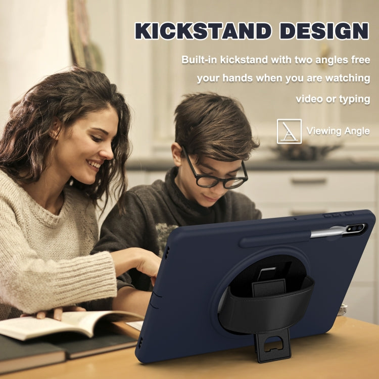For Samsung Galaxy Tab S8+ / Tab S8 Plus / Tab S7 FE / Tab S7+ SM-T970 360 Degree Rotation PC + TPU Protective Case with Holder & Hand-strap & Pen Slot(Dark Blue) by buy2fix