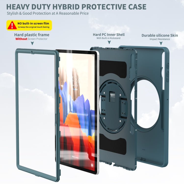 For Samsung Galaxy Tab S8+ / Tab S8 Plus /  Tab S7 FE / Tab S7+ SM-T970 360 Degree Rotation PC + TPU Protective Case with Holder & Hand-strap & Pen Slot(Light Blue) - Galaxy Tab S8+ Cases by buy2fix | Online Shopping UK | buy2fix