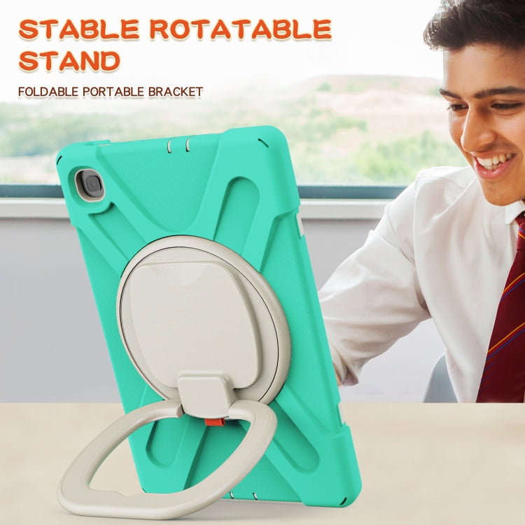 For Samsung Galaxy Tab S6 Lite P610 Silicone + PC Protective Case with Holder & Shoulder Strap(Mint Green) - Tab S6 Lite P610 / P615 by buy2fix | Online Shopping UK | buy2fix