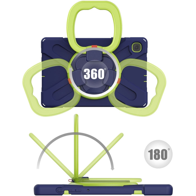 For Samsung Galaxy Tab S6 Lite P610 Silicone + PC Protective Case with Holder & Shoulder Strap(Navy Blue+Yellow Green) - Tab S6 Lite P610 / P615 by buy2fix | Online Shopping UK | buy2fix