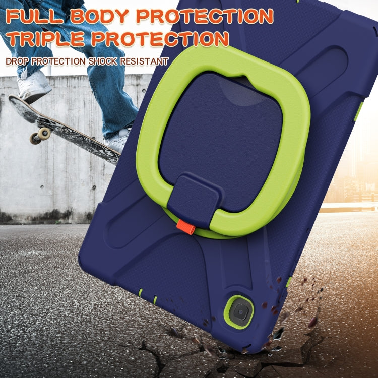 For Samsung Galaxy Tab S6 Lite P610 Silicone + PC Protective Case with Holder & Shoulder Strap(Navy Blue+Yellow Green) - Tab S6 Lite P610 / P615 by buy2fix | Online Shopping UK | buy2fix