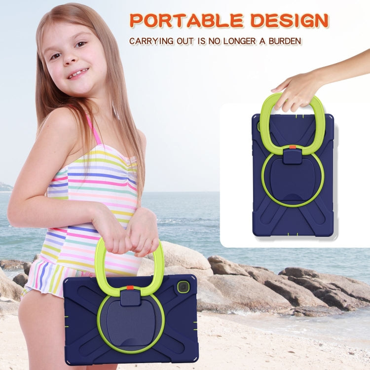For Samsung Galaxy Tab S6 Lite P610 Silicone + PC Protective Case with Holder & Shoulder Strap(Navy Blue+Yellow Green) - Tab S6 Lite P610 / P615 by buy2fix | Online Shopping UK | buy2fix