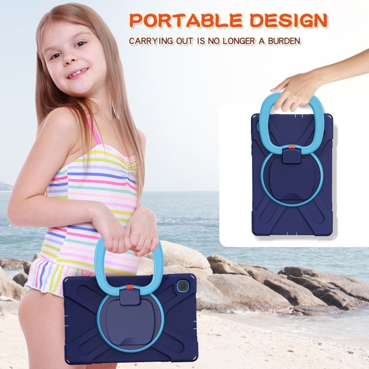 For Samsung Galaxy Tab S6 Lite P610 Silicone + PC Protective Case with Holder & Shoulder Strap(Navy Blue) - Tab S6 Lite P610 / P615 by buy2fix | Online Shopping UK | buy2fix