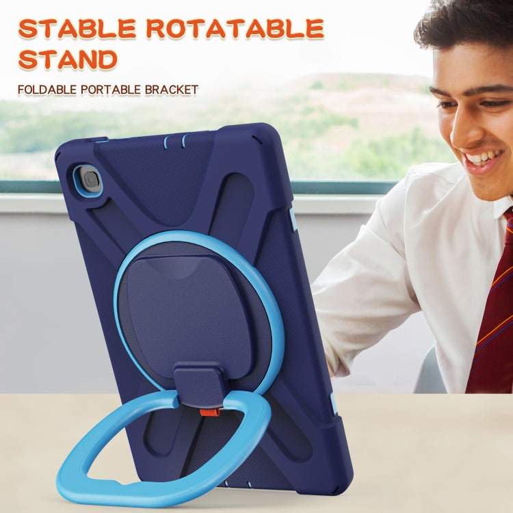 For Samsung Galaxy Tab S6 Lite P610 Silicone + PC Protective Case with Holder & Shoulder Strap(Navy Blue) - Tab S6 Lite P610 / P615 by buy2fix | Online Shopping UK | buy2fix