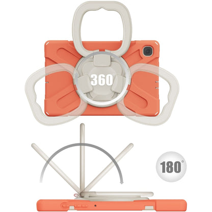 For Samsung Galaxy Tab S6 Lite P610 Silicone + PC Protective Case with Holder & Shoulder Strap(Coral Orange) - Tab S6 Lite P610 / P615 by buy2fix | Online Shopping UK | buy2fix