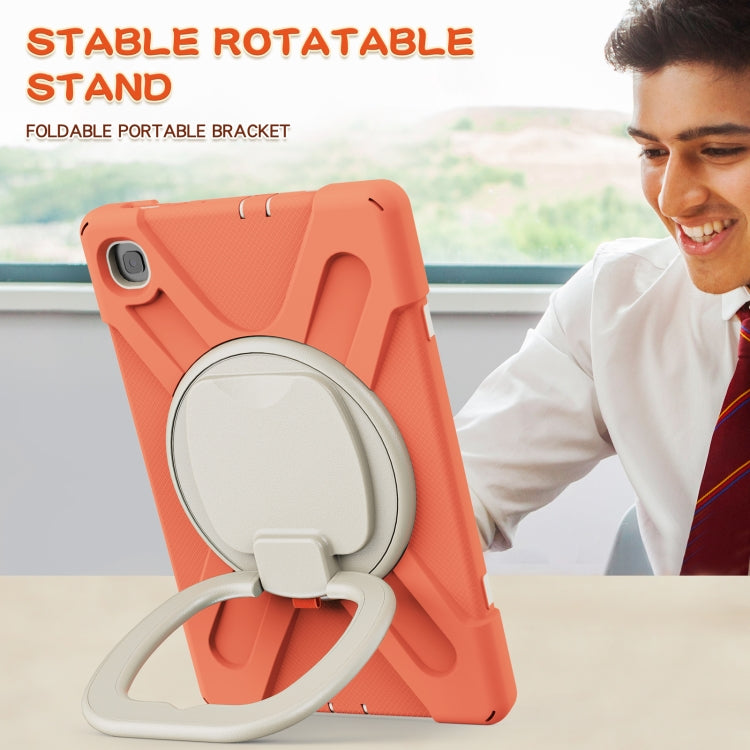For Samsung Galaxy Tab S6 Lite P610 Silicone + PC Protective Case with Holder & Shoulder Strap(Coral Orange) - Tab S6 Lite P610 / P615 by buy2fix | Online Shopping UK | buy2fix
