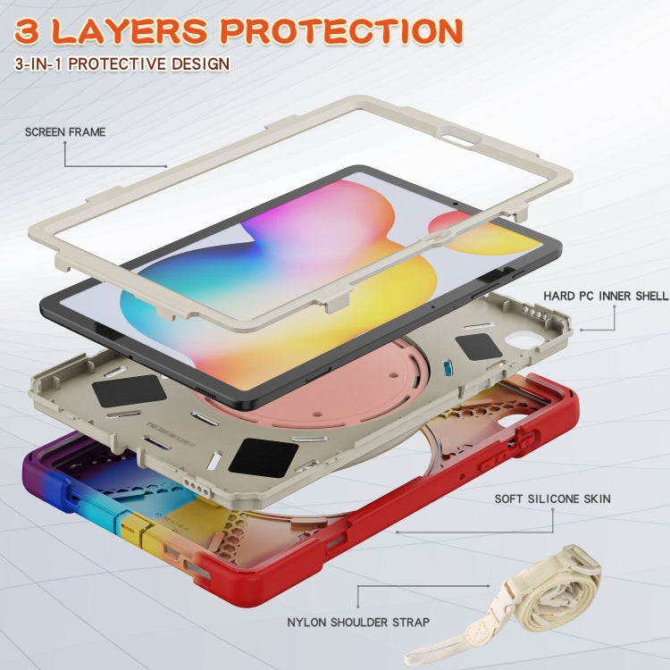 For Samsung Galaxy Tab S6 Lite P610 Silicone + PC Protective Case with Holder & Shoulder Strap(Colorful Red) - Tab S6 Lite P610 / P615 by buy2fix | Online Shopping UK | buy2fix