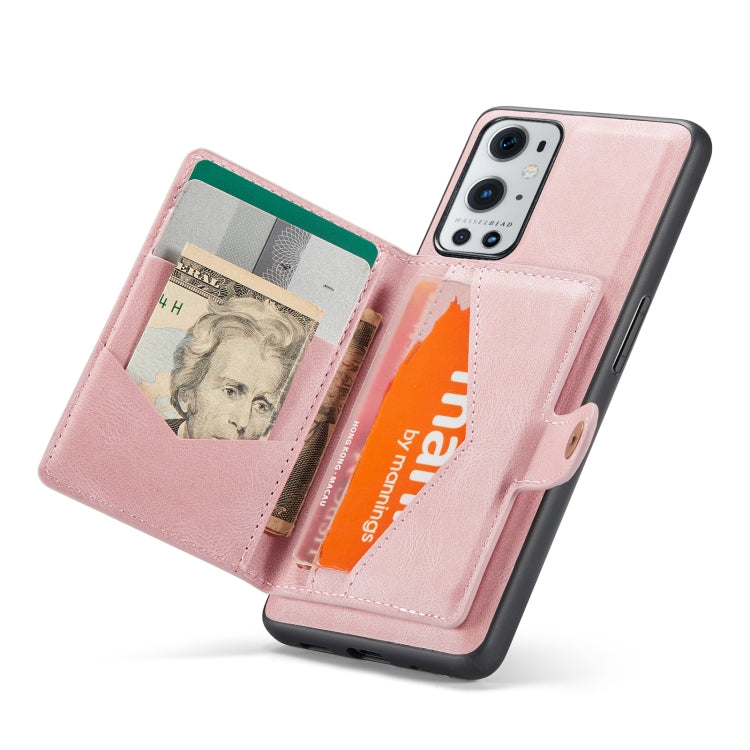 For OnePlus 9 Pro JEEHOOD Retro Magnetic Detachable Protective Case with Wallet & Card Slot & Holder(Pink) - OnePlus Cases by JEEHOOD | Online Shopping UK | buy2fix