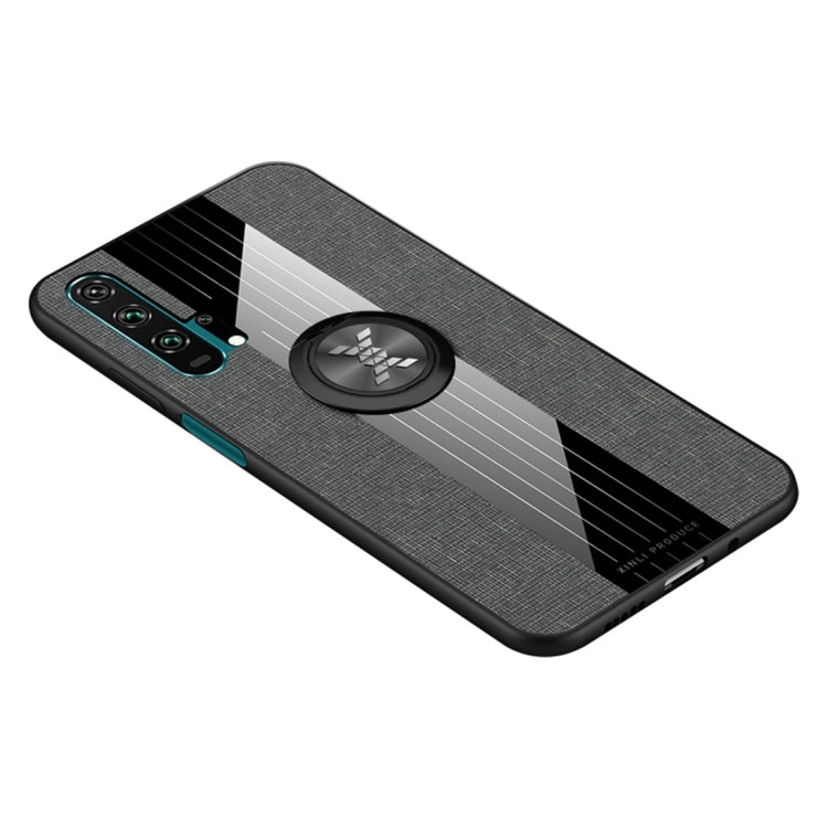 For Huawei Honor 20 Pro XINLI Stitching Cloth Textue Shockproof TPU Protective Case with Ring Holder(Grey) - Honor Cases by XINLI | Online Shopping UK | buy2fix