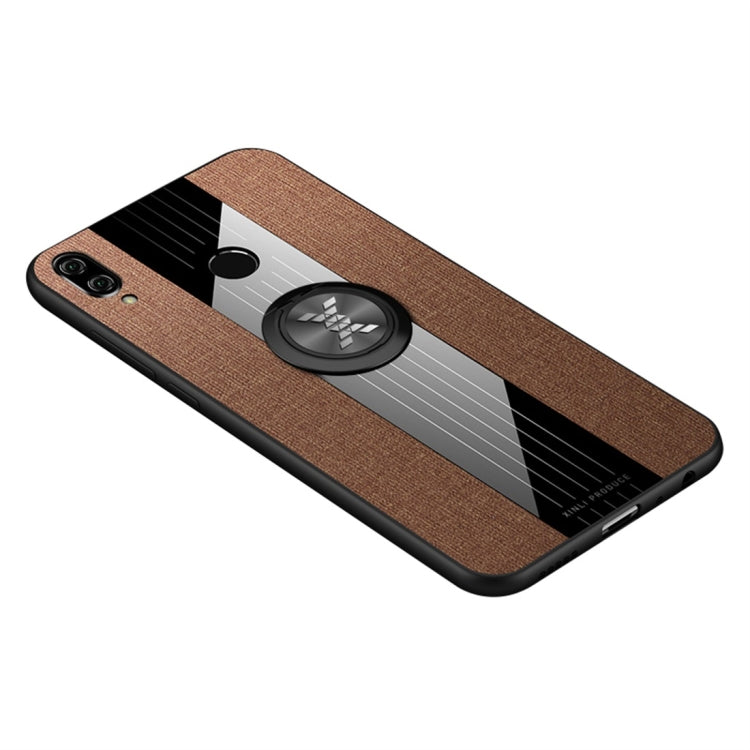 For Huawei Honor Play XINLI Stitching Cloth Textue Shockproof TPU Protective Case with Ring Holder(Brown) - Honor Cases by XINLI | Online Shopping UK | buy2fix