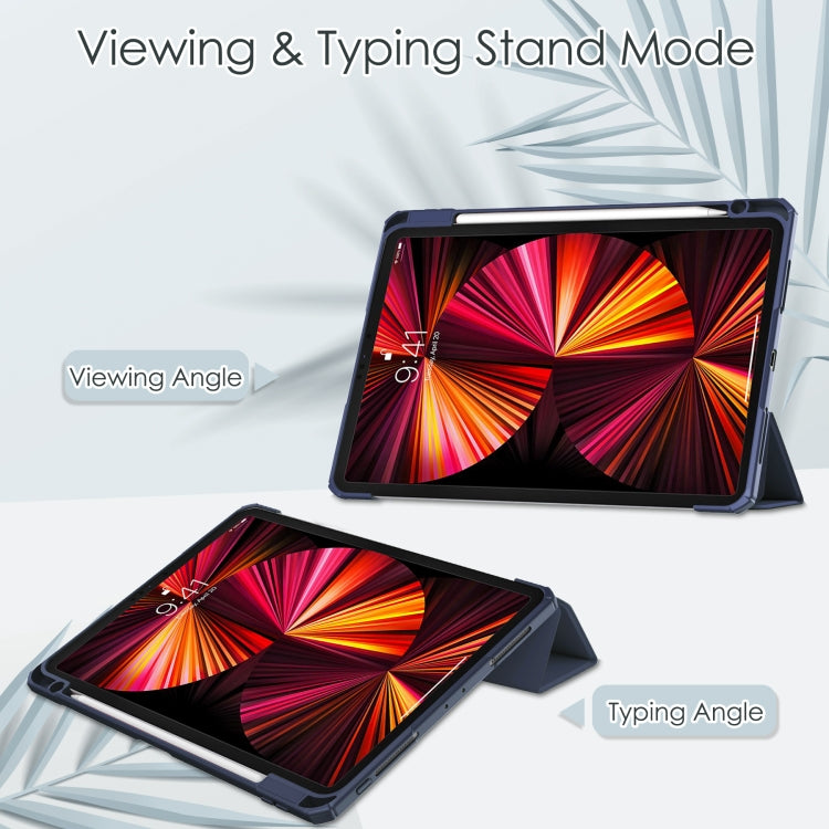 For iPad Pro 11 2022 / 2021 / 2020 / 2018 Three-folding Acrylic TPU + PU Leather Horizontal Flip Tablet Case with Holder & Pen Slot & Sleep / Wake-up Function(Blue) - iPad Pro 11 (2022/2021) Cases by buy2fix | Online Shopping UK | buy2fix