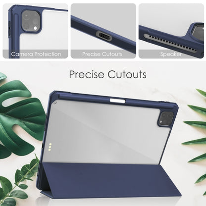 For iPad Pro 11 2022 / 2021 / 2020 / 2018 Three-folding Acrylic TPU + PU Leather Horizontal Flip Tablet Case with Holder & Pen Slot & Sleep / Wake-up Function(Blue) - iPad Pro 11 (2022/2021) Cases by buy2fix | Online Shopping UK | buy2fix