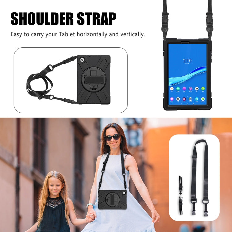 For Lenovo Tab M10 Plus TB-X606F Shockproof Colorful Silicone + PC Protective Case with Holder & Hand Strap & Shoulder Strap(Black) - Lenovo by buy2fix | Online Shopping UK | buy2fix