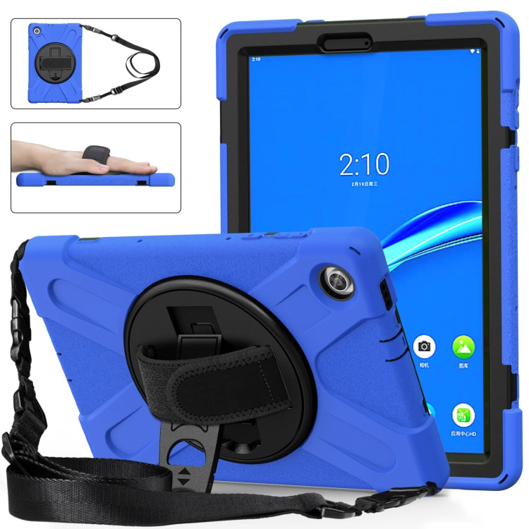 For Lenovo Tab M10 Plus TB-X606F Shockproof Colorful Silicone + PC Protective Case with Holder & Hand Strap & Shoulder Strap(Blue) - Lenovo by buy2fix | Online Shopping UK | buy2fix