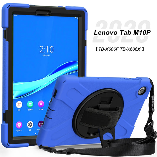 For Lenovo Tab M10 Plus TB-X606F Shockproof Colorful Silicone + PC Protective Case with Holder & Hand Strap & Shoulder Strap(Blue) - Lenovo by buy2fix | Online Shopping UK | buy2fix