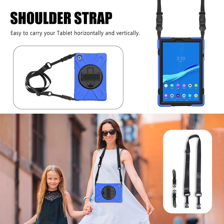 For Lenovo Tab M10 Plus TB-X606F Shockproof Colorful Silicone + PC Protective Case with Holder & Hand Strap & Shoulder Strap(Blue) - Lenovo by buy2fix | Online Shopping UK | buy2fix