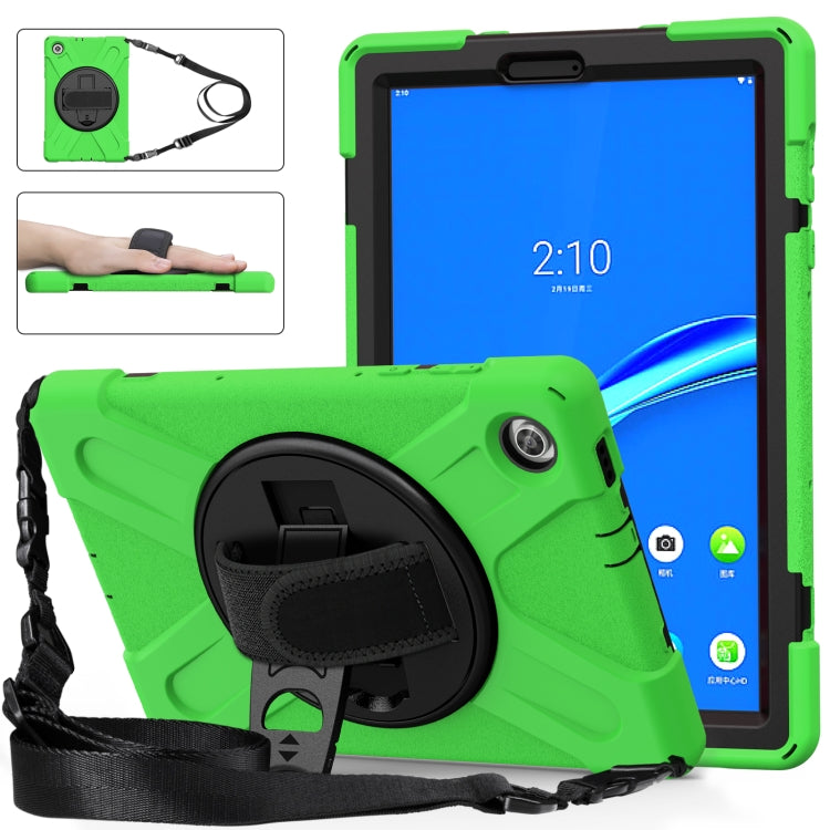 For Lenovo Tab M10 Plus TB-X606F Shockproof Colorful Silicone + PC Protective Case with Holder & Hand Strap & Shoulder Strap(Green) - Lenovo by buy2fix | Online Shopping UK | buy2fix