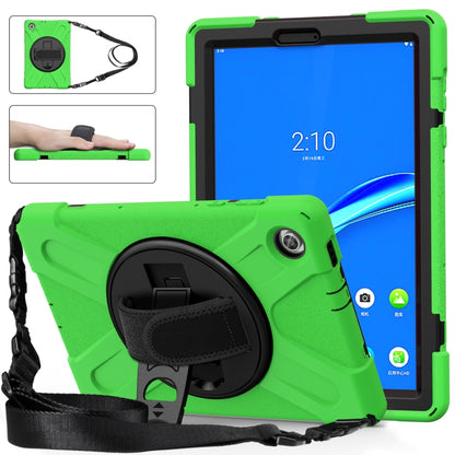 For Lenovo Tab M10 Plus TB-X606F Shockproof Colorful Silicone + PC Protective Case with Holder & Hand Strap & Shoulder Strap(Green) - Lenovo by buy2fix | Online Shopping UK | buy2fix