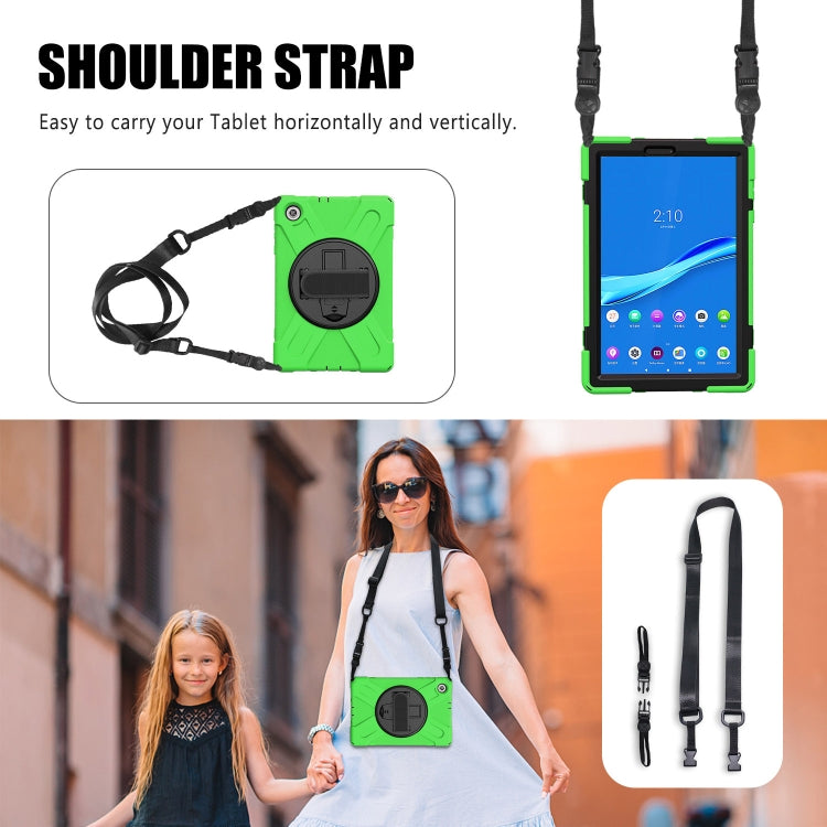 For Lenovo Tab M10 Plus TB-X606F Shockproof Colorful Silicone + PC Protective Case with Holder & Hand Strap & Shoulder Strap(Green) - Lenovo by buy2fix | Online Shopping UK | buy2fix