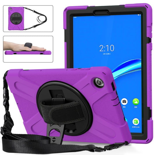 For Lenovo Tab M10 Plus TB-X606F Shockproof Colorful Silicone + PC Protective Case with Holder & Hand Strap & Shoulder Strap(Purple) - Lenovo by buy2fix | Online Shopping UK | buy2fix