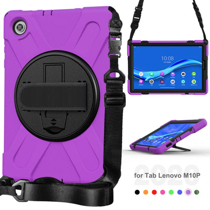 For Lenovo Tab M10 Plus TB-X606F Shockproof Colorful Silicone + PC Protective Case with Holder & Hand Strap & Shoulder Strap(Purple) - Lenovo by buy2fix | Online Shopping UK | buy2fix