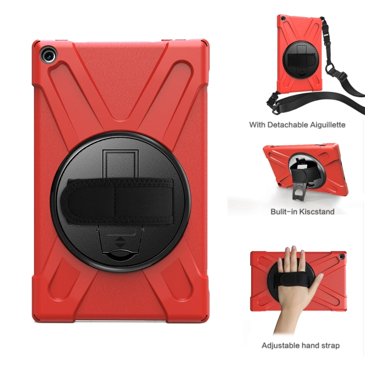 For Amazon Kindle Fire HD10 2019 / 2018 / 2017 Shockproof Colorful Silicone + PC Protective Case with Holder & Hand Strap & Shoulder Strap(Red) - Amazon by buy2fix | Online Shopping UK | buy2fix
