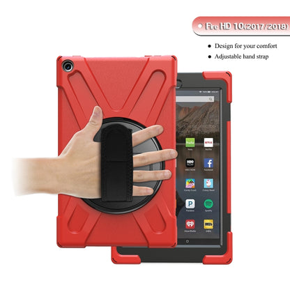 For Amazon Kindle Fire HD10 2019 / 2018 / 2017 Shockproof Colorful Silicone + PC Protective Case with Holder & Hand Strap & Shoulder Strap(Red) - Amazon by buy2fix | Online Shopping UK | buy2fix