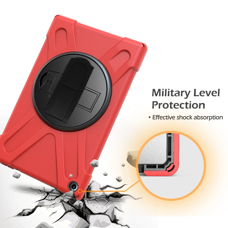 For Amazon Kindle Fire HD10 2019 / 2018 / 2017 Shockproof Colorful Silicone + PC Protective Case with Holder & Hand Strap & Shoulder Strap(Red) - Amazon by buy2fix | Online Shopping UK | buy2fix