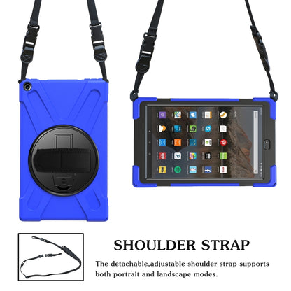 For Amazon Kindle Fire HD10 2019 / 2018 / 2017 Shockproof Colorful Silicone + PC Protective Case with Holder & Hand Strap & Shoulder Strap(Blue) - Amazon by buy2fix | Online Shopping UK | buy2fix